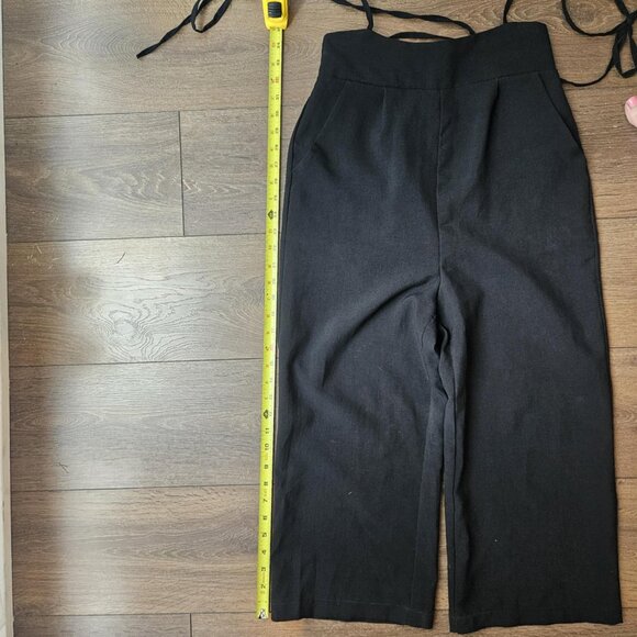 OAK + FORT High Waisted Black Wide Leg Trousers with Unique Waist Wrap Size 0 - Picture 5 of 12